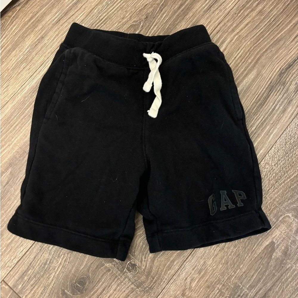 Gap Kids Boys Black Fleece Drawstring Logo Shorts Size S